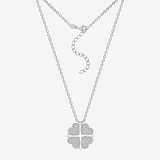 Diamonart Marilyn Monroe Womens Cubic Zirconia Platinum Over Silver Clover Heart 16 Inch Pendant Necklace