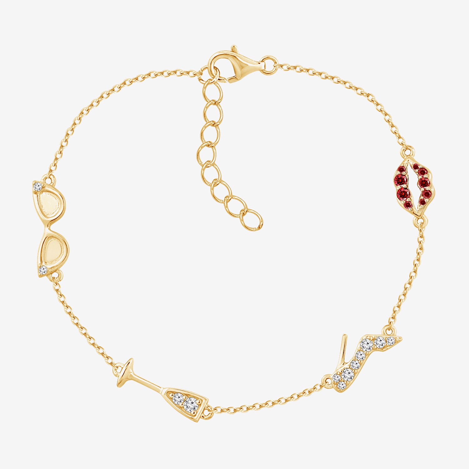 Diamonart Marilyn Monroe Womens 14K Gold Over Silver 6 3/4 Inch Cable Round Chain Bracelet