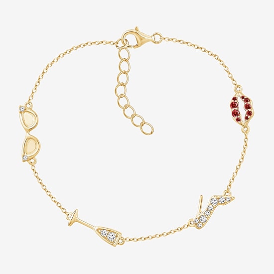 Diamonart Marilyn Monroe Womens 14K Gold Over Silver 6 3/4 Inch Cable Round Chain Bracelet