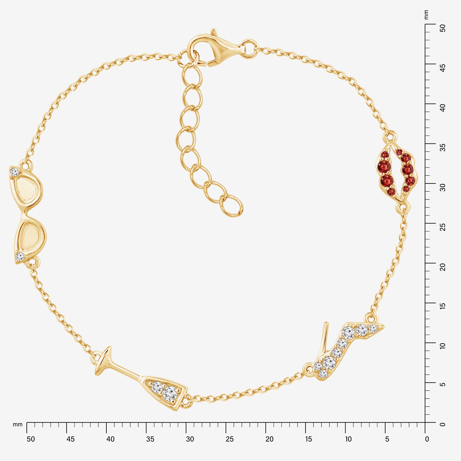 Diamonart Marilyn Monroe Womens 14K Gold Over Silver 6 3/4 Inch Cable Round Chain Bracelet