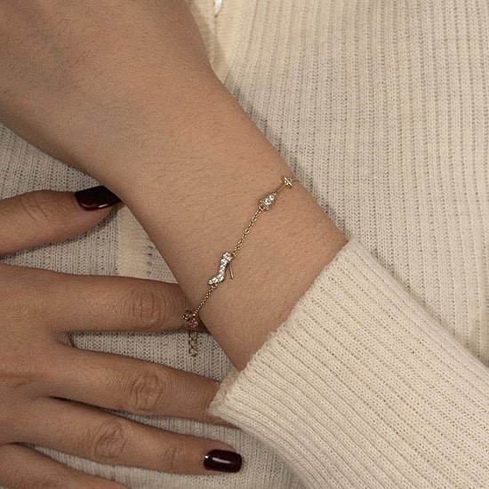 Diamonart Marilyn Monroe Womens 14K Gold Over Silver 6 3/4 Inch Cable Round Chain Bracelet
