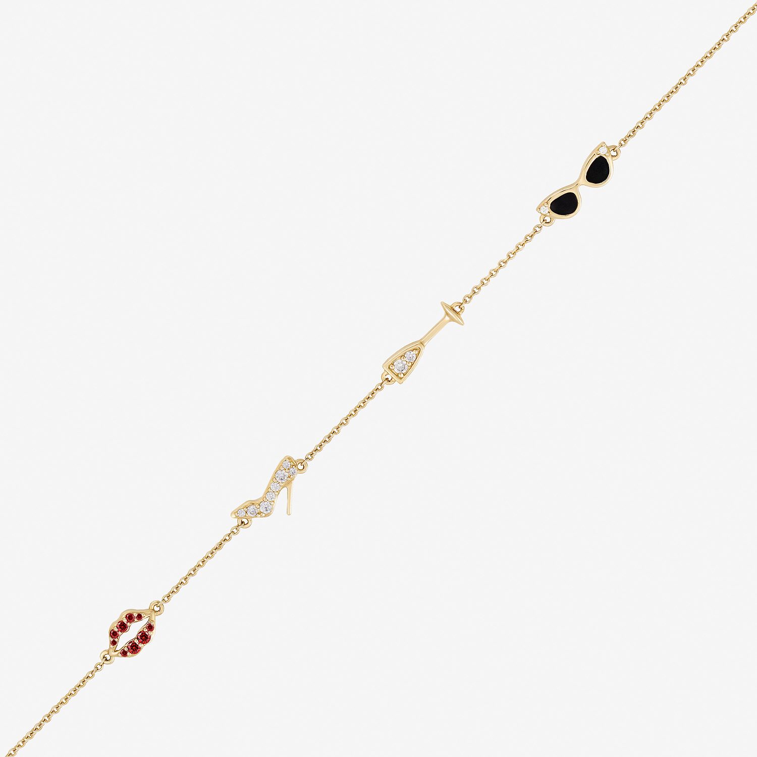 Diamonart Marilyn Monroe Womens 14K Gold Over Silver 6 3/4 Inch Cable Round Chain Bracelet