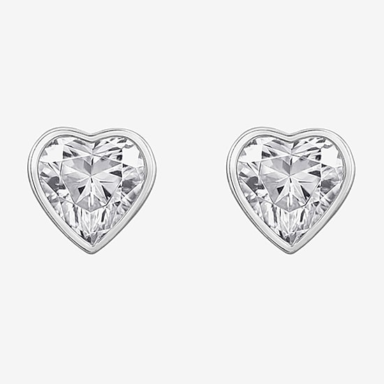 Diamonart Marilyn Monroe 2 3/4 CT. T.W. White Cubic Zirconia Platinum Over Silver 7.8mm Heart Stud Earrings
