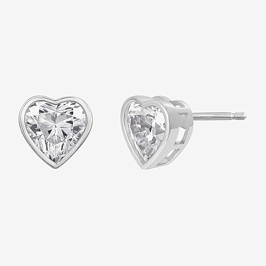 Diamonart Marilyn Monroe 2 3/4 CT. T.W. White Cubic Zirconia Platinum Over Silver 7.8mm Heart Stud Earrings