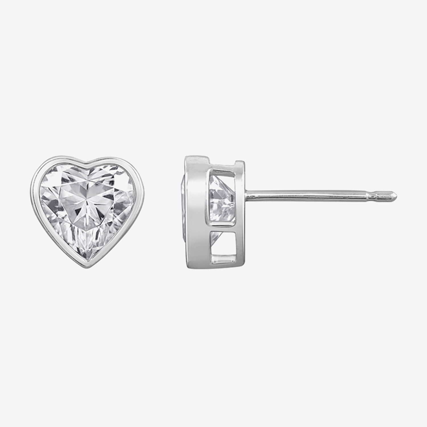 Diamonart Marilyn Monroe 2 3/4 CT. T.W. White Cubic Zirconia Platinum Over Silver 7.8mm Heart Stud Earrings