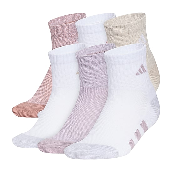 adidas Big Kid Girls 6 Pair Quarter Ankle Socks