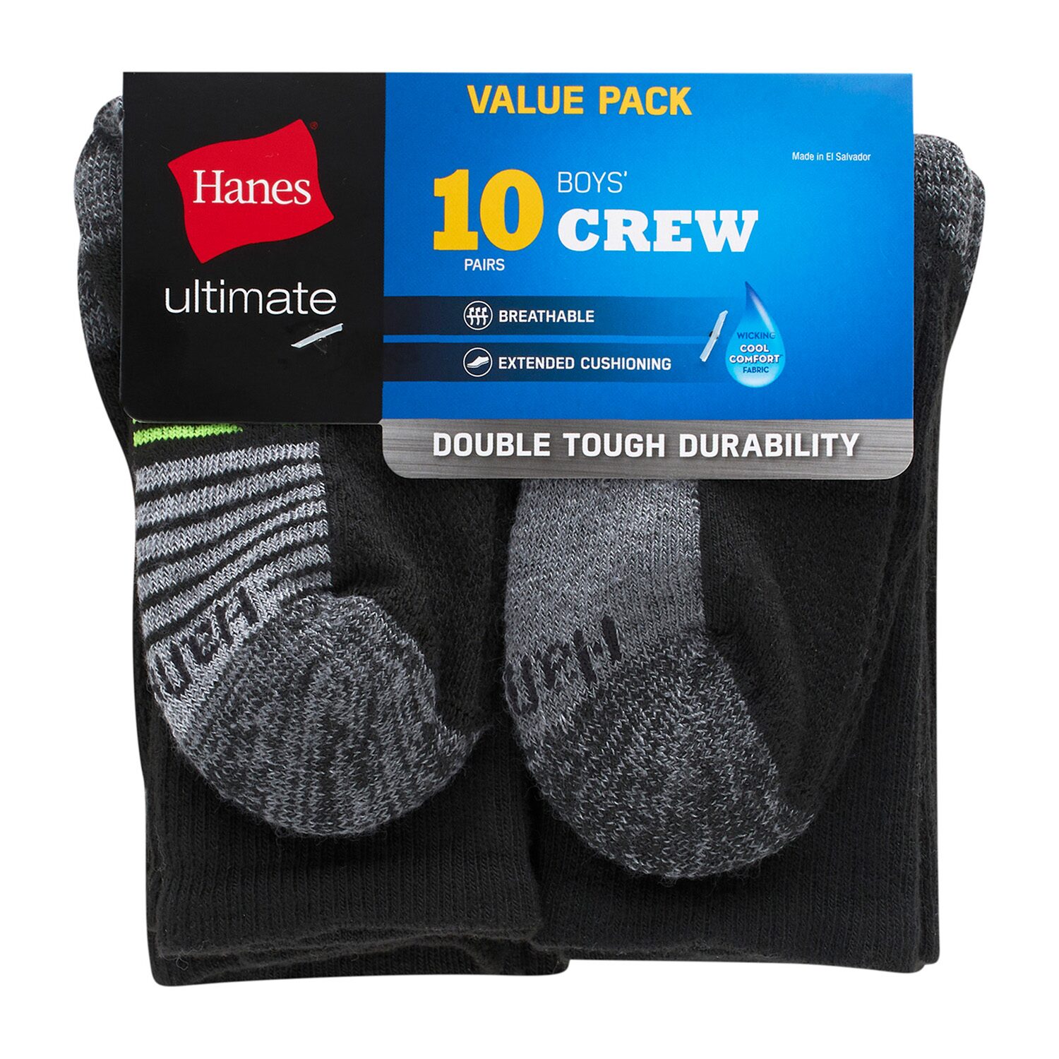 Hanes Little & Big Kid Boys 10 Pair Crew Socks