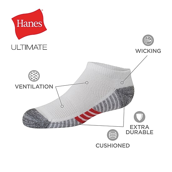 Hanes Little & Big Kid Boys Multi-Pack 10 Pair No Show Socks