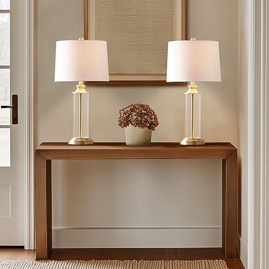 Gold 510 Design Clarity Glass Cylinder Table Lamp Set of 2