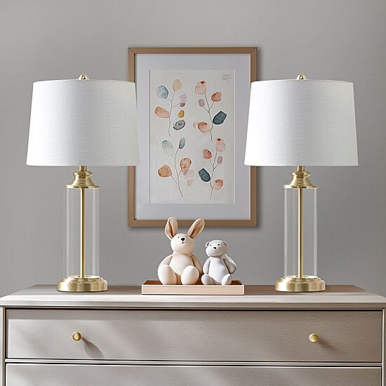 Gold 510 Design Clarity Glass Cylinder Table Lamp Set of 2