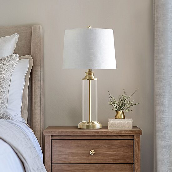 Gold 510 Design Clarity Glass Cylinder Table Lamp Set of 2
