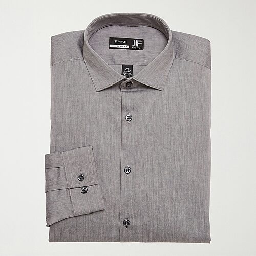 J. Ferrar Ultra Comfort Mens Slim Fit Easy Care Stretch Fabric Long Sleeve Dress Shirt, 18-18.5 34-35, Gray