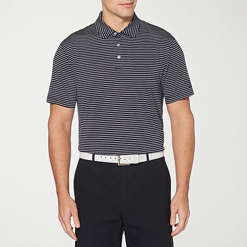 Feeder Stripe Short Sleeve Golf Polo Shirt, Navy Short Sleeve Top