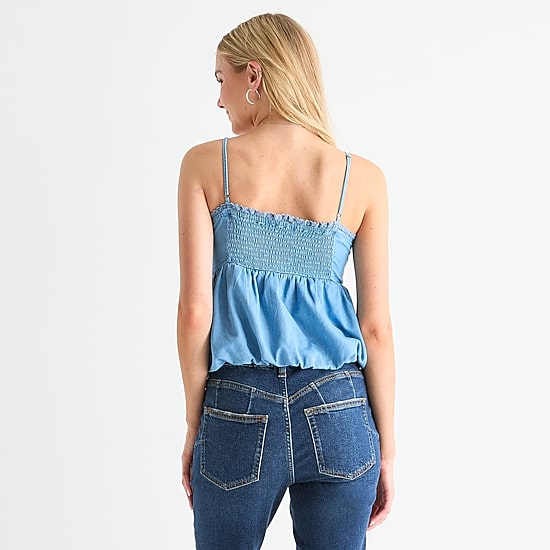 Arizona Womens Juniors Sweetheart Neck Sleeveless Tank Top