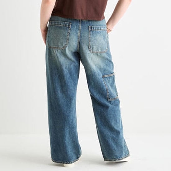 Arizona Womens Juniors Plus Highest Rise Straight Leg Jean