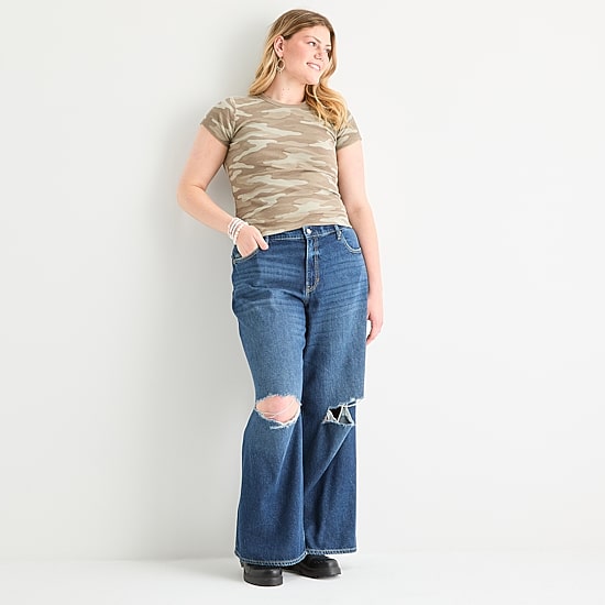 Arizona Womens Juniors Plus Low Rise Baggy Fit Jean