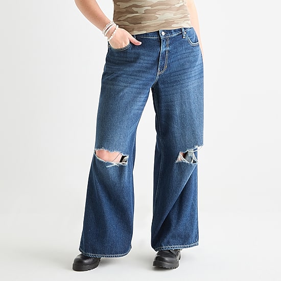 Arizona Womens Juniors Plus Low Rise Baggy Fit Jean