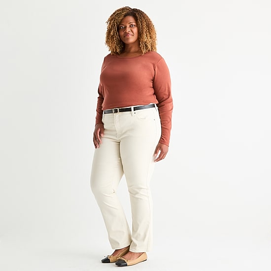 St. John's Bay Womens Plus Mid Rise Straight Leg Jean