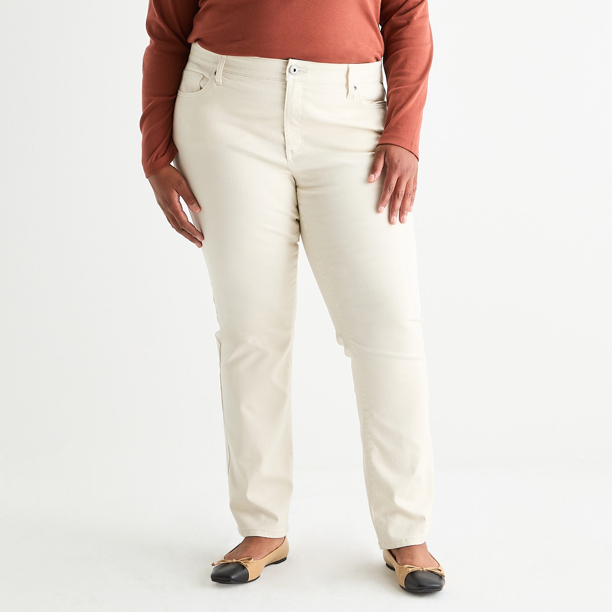St. John's Bay Womens Plus Mid Rise Straight Leg Jean