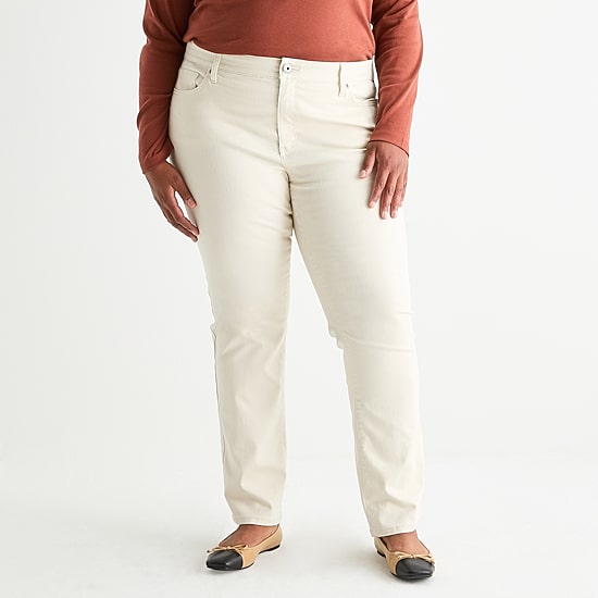 St. John's Bay Womens Plus Mid Rise Straight Leg Jean