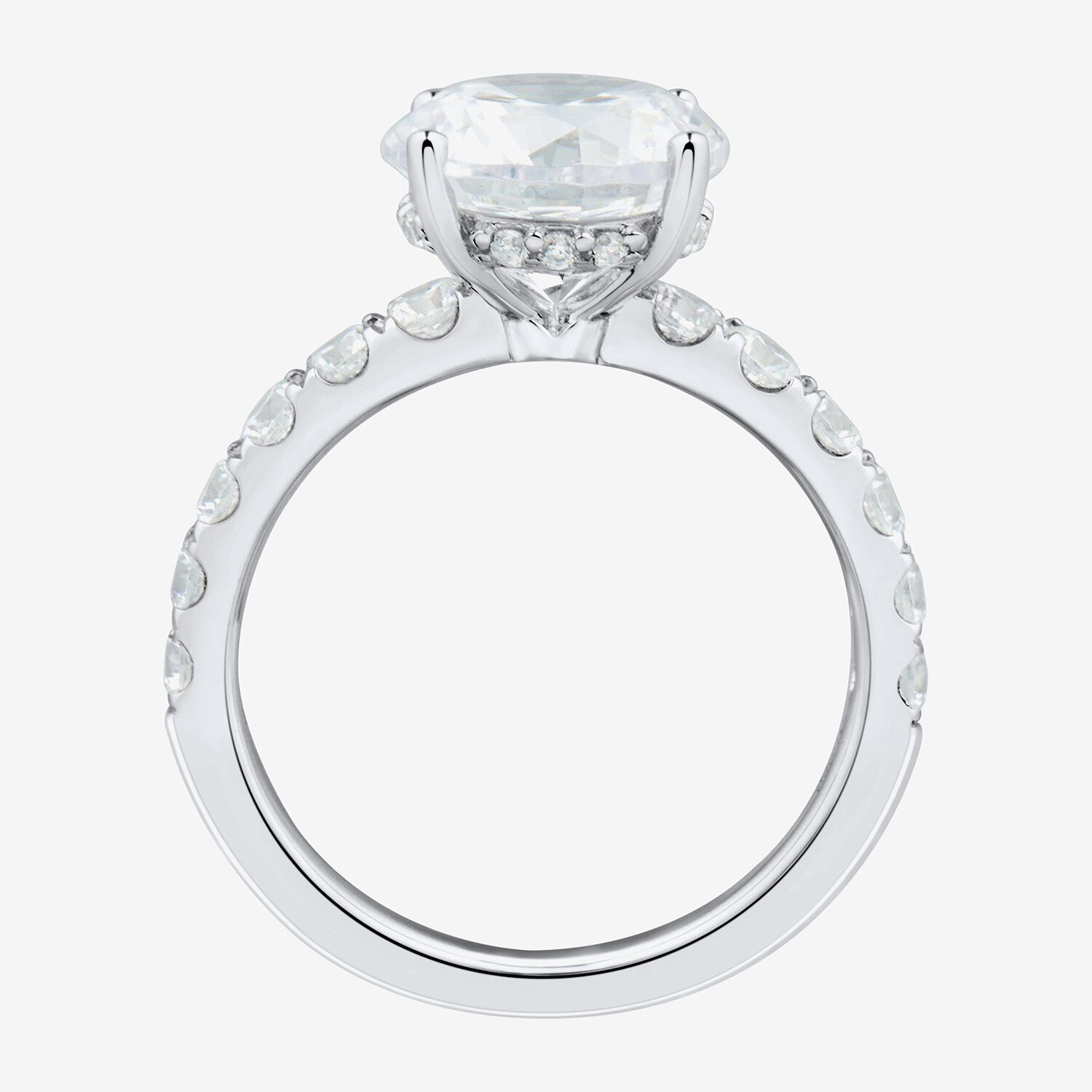 (H-I / Si2) Womens 3 3/4 CT. T.W. Lab Grown White Diamond 14K Gold Round Side Stone Engagement Ring