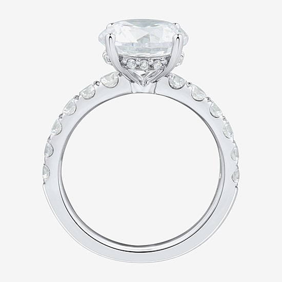 (H-I / Si2) Womens 3 3/4 CT. T.W. Lab Grown White Diamond 14K Gold Round Side Stone Engagement Ring