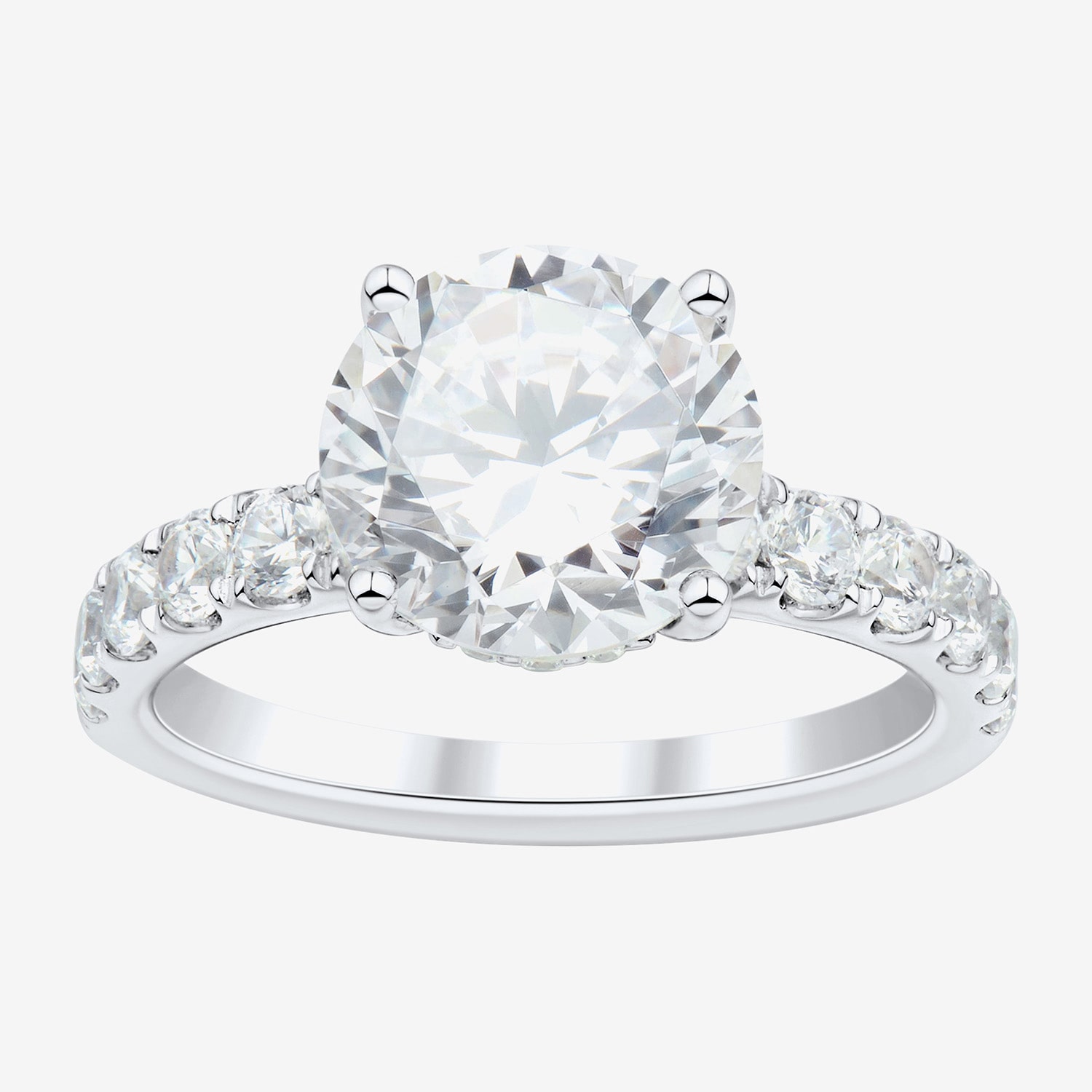 (H-I / Si2) Womens 3 3/4 CT. T.W. Lab Grown White Diamond 14K Gold Round Side Stone Engagement Ring