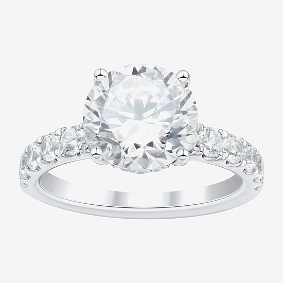 (H-I / Si2) Womens 3 3/4 CT. T.W. Lab Grown White Diamond 14K Gold Round Side Stone Engagement Ring