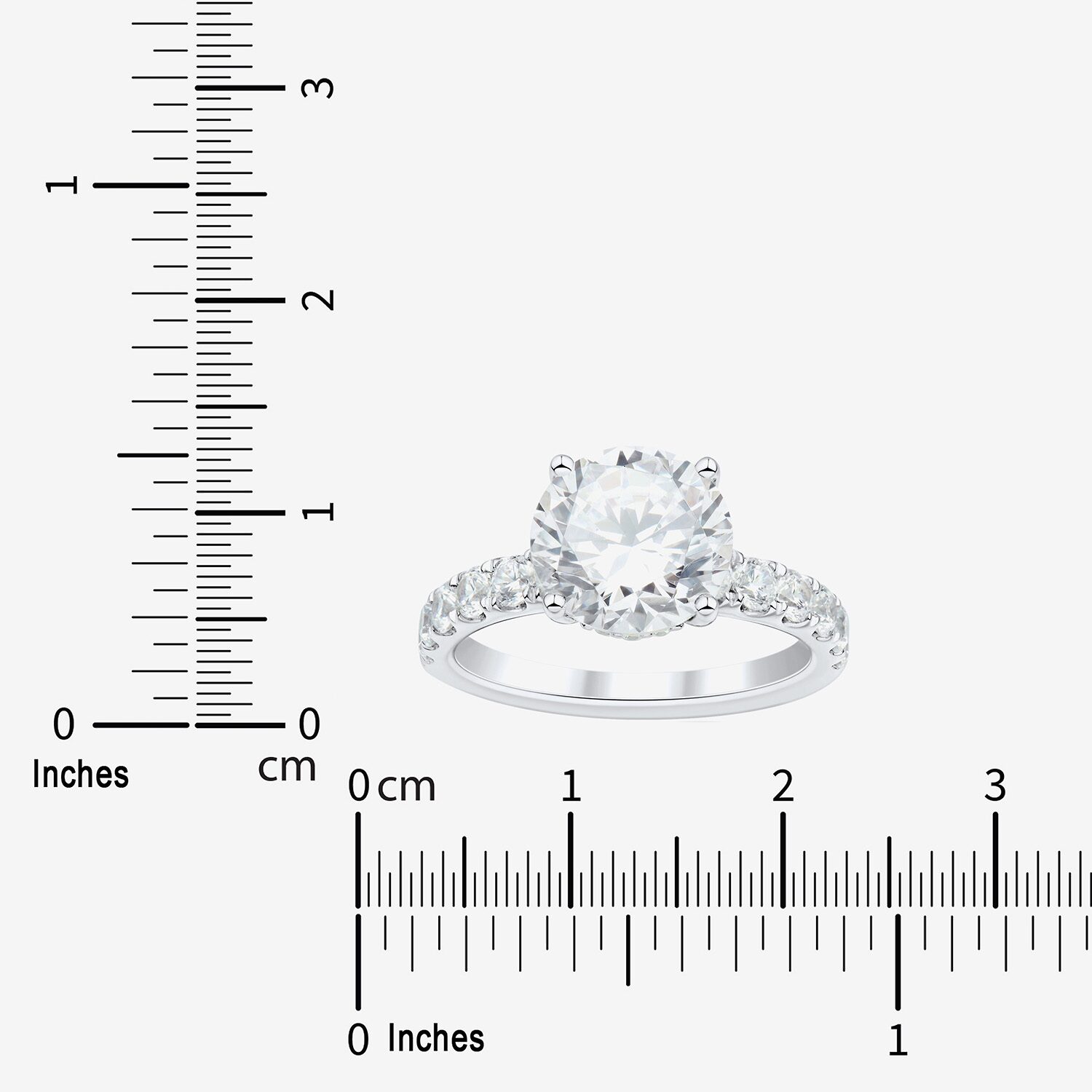(H-I / Si2) Womens 3 3/4 CT. T.W. Lab Grown White Diamond 14K Gold Round Side Stone Engagement Ring