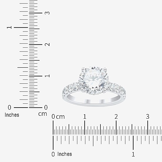 (H-I / Si2) Womens 3 3/4 CT. T.W. Lab Grown White Diamond 14K Gold Round Side Stone Engagement Ring