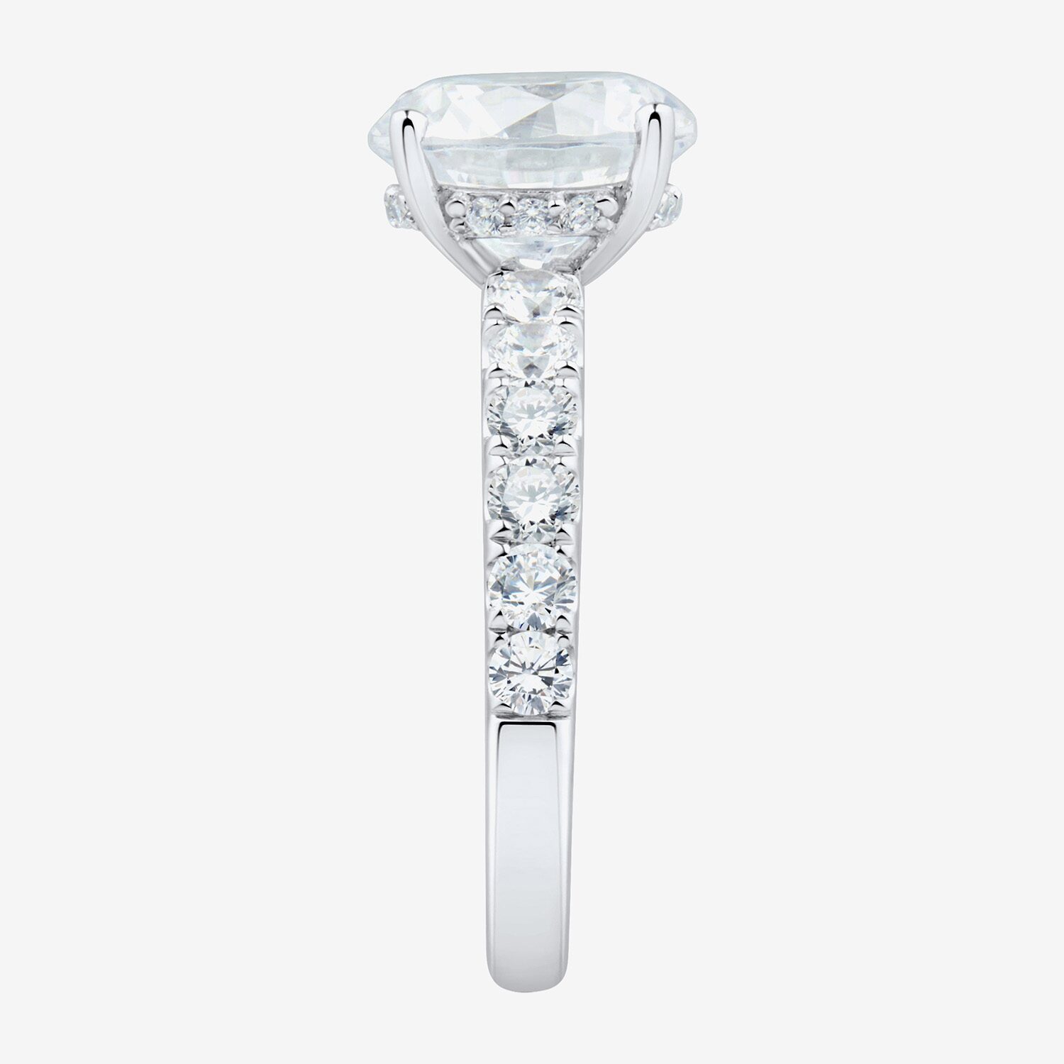 (H-I / Si2) Womens 3 3/4 CT. T.W. Lab Grown White Diamond 14K Gold Round Side Stone Engagement Ring