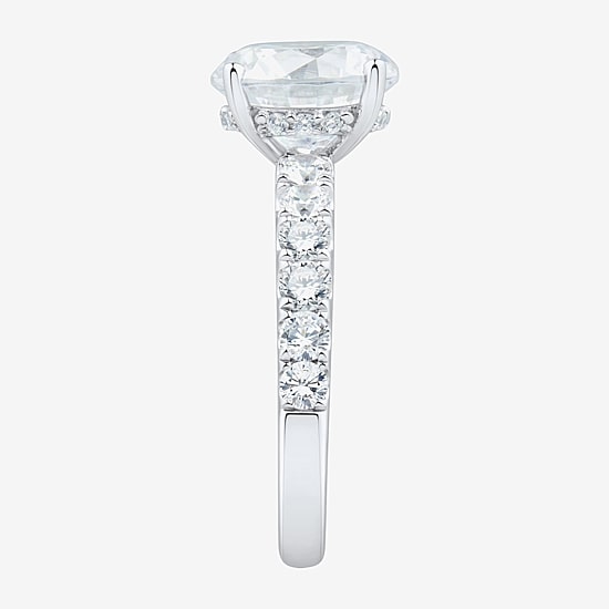 (H-I / Si2) Womens 3 3/4 CT. T.W. Lab Grown White Diamond 14K Gold Round Side Stone Engagement Ring