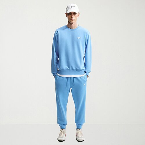 Nike Mens Cuffed Mid Rise Regular Fit Fleece Active Jogger Pant In Blue