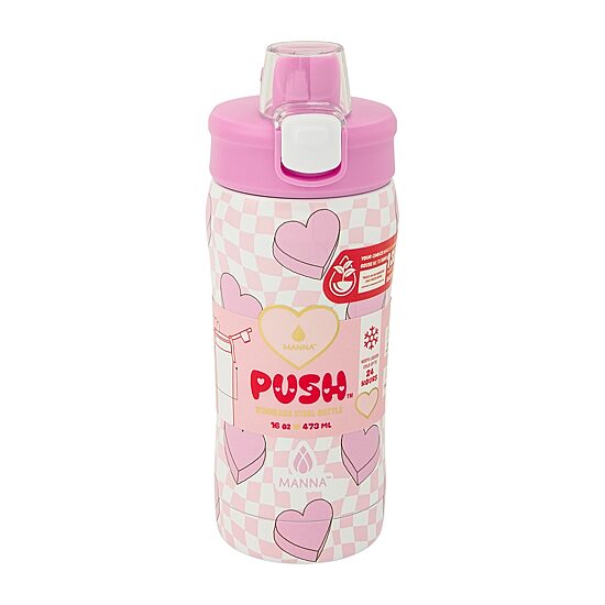 Hydragear Checkered Hearts 16oz. Push Water Bottle
