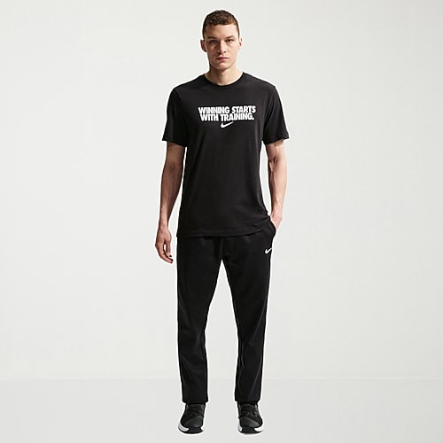 Nike Sweatpantstherma-Fit Mens Straight Mid Rise Regular Fit Workout Pant, Medium, Black