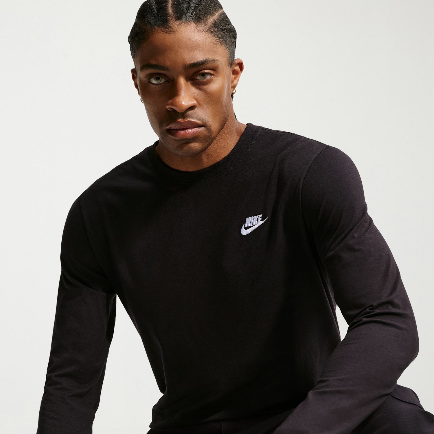 Nike Club Mens Crew Neck Long Sleeve Quick Dry Active Big and Tall T-Shirt