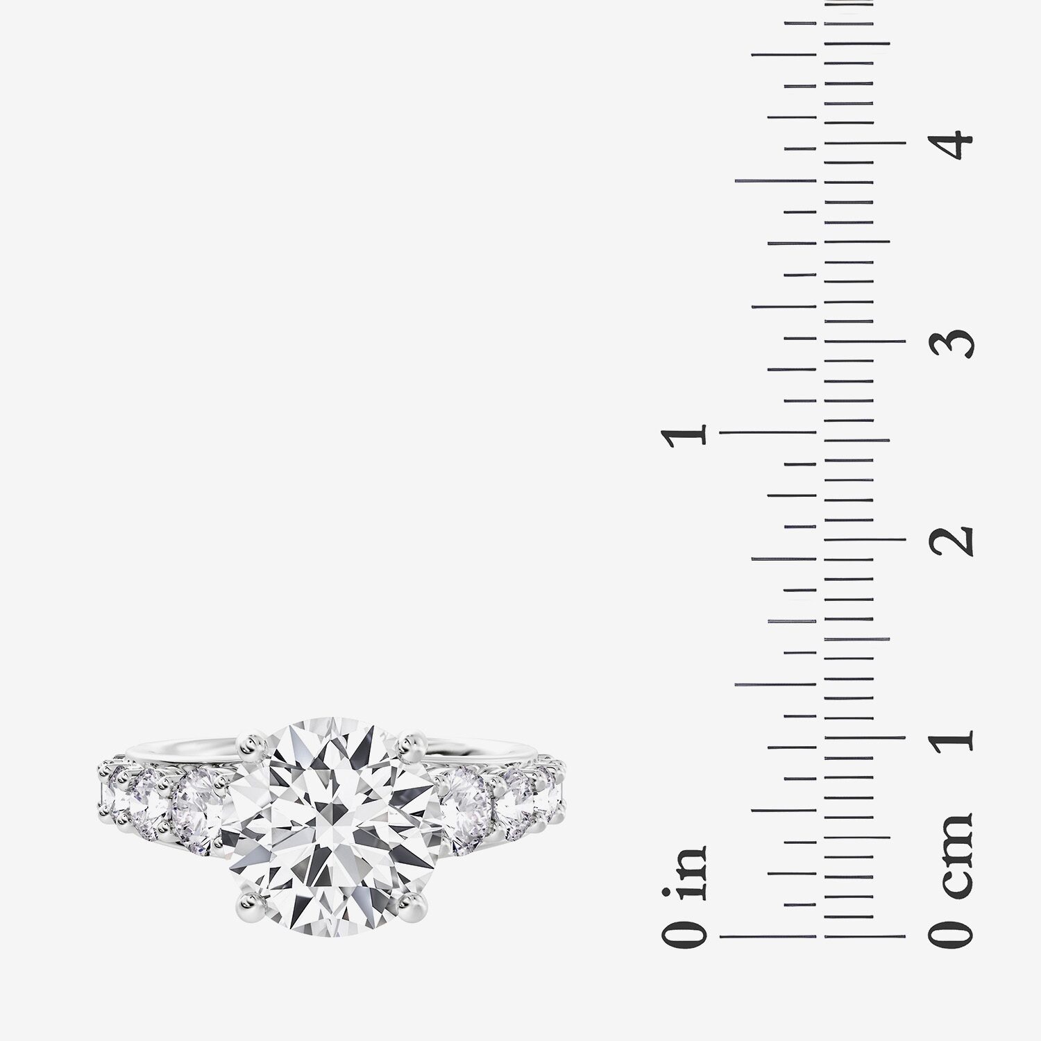 F / Vs2) Womens CT. T.W. Lab Grown White Diamond 14K Gold Round Side Stone Engagement Ring