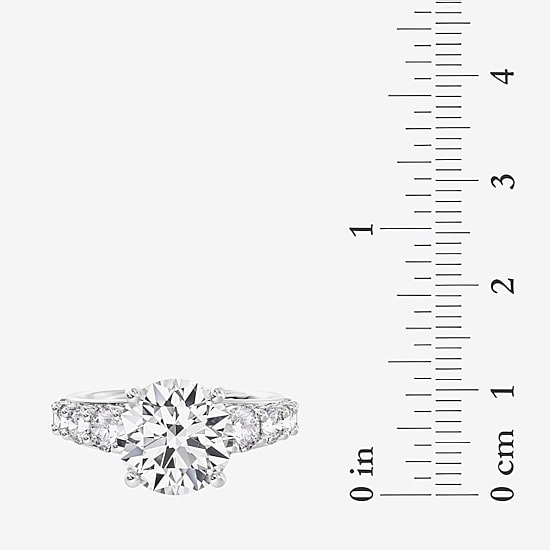 (F / Vs2) Womens 6 1/2 Ct. T.W. Lab Grown White Diamond 10K Gold Round Side Stone Engagement Ring