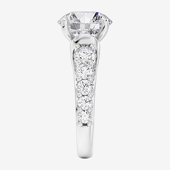 (F / Vs2) Womens 6 1/2 Ct. T.W. Lab Grown White Diamond 10K Gold Round Side Stone Engagement Ring