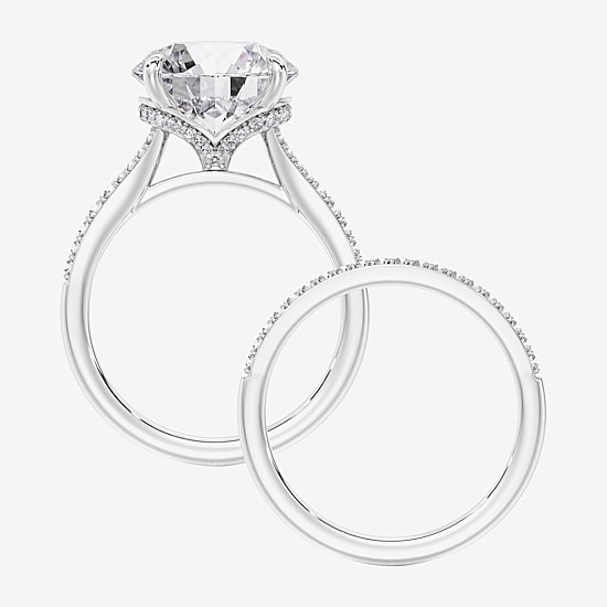 Signature By Modern Bride (F / Vs2) Womens 5 1/2 CT. T.W. Lab Grown White Diamond 10K Gold Round Side Stone Bridal Set