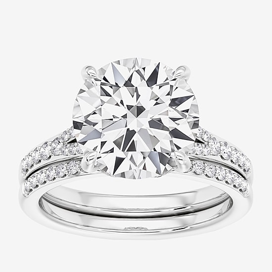Signature By Modern Bride (F / Vs2) Womens 5 1/2 CT. T.W. Lab Grown White Diamond 10K Gold Round Side Stone Bridal Set