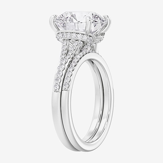 Signature By Modern Bride (F / Vs2) Womens 5 1/2 CT. T.W. Lab Grown White Diamond 10K Gold Round Side Stone Bridal Set