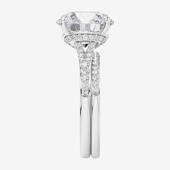 Signature By Modern Bride (F / Vs2) Womens 5 1/2 CT. T.W. Lab Grown White Diamond 10K Gold Round Side Stone Bridal Set