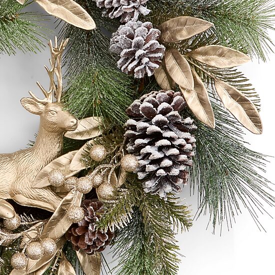 North Pole Trading Co. 24" Reindeer Pinecone Wreath