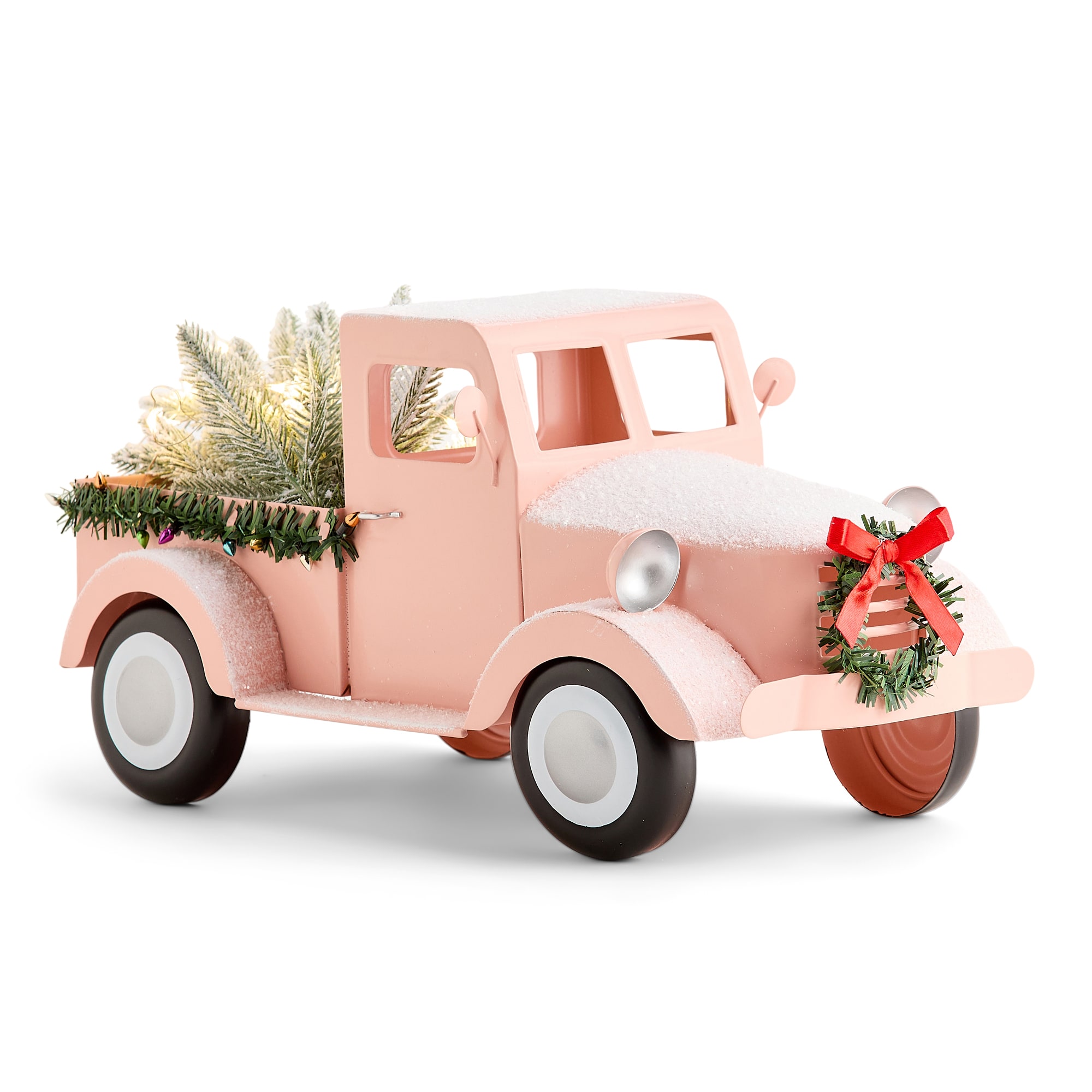 North Pole Trading Co. Pink Truck Christmas Tabletop Decor