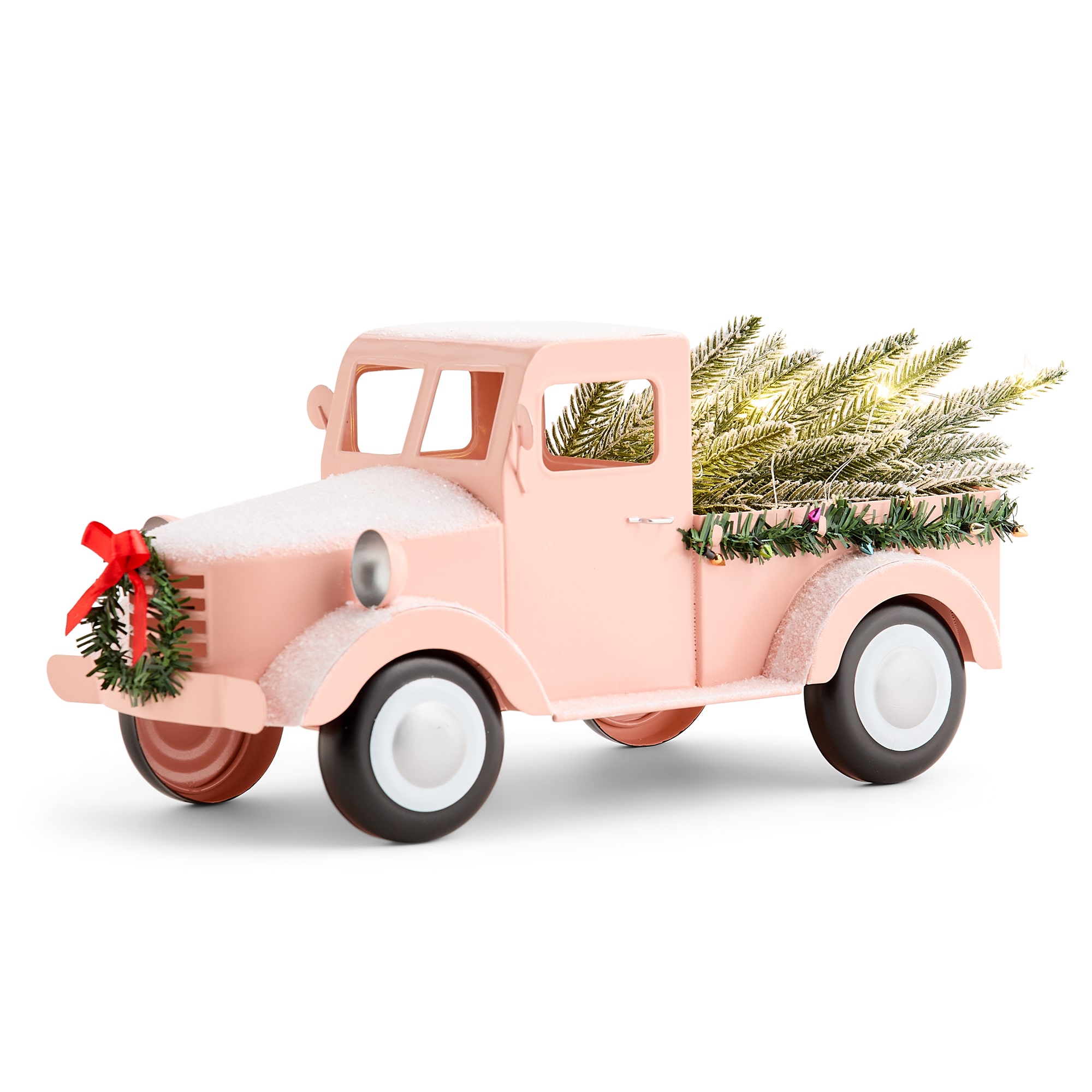 North Pole Trading Co. Pink Truck Christmas Tabletop Decor