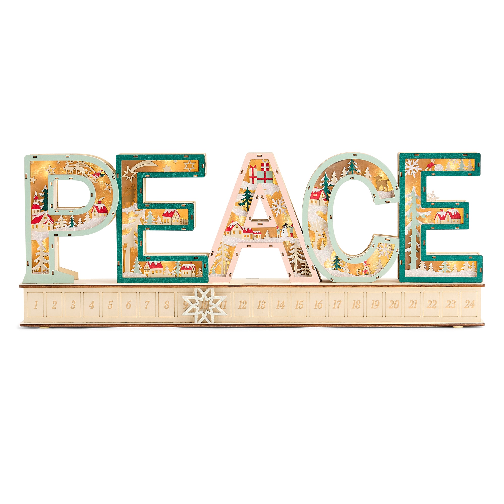 North Pole Trading Co. Led Peace Advent Christmas Advent Calendar