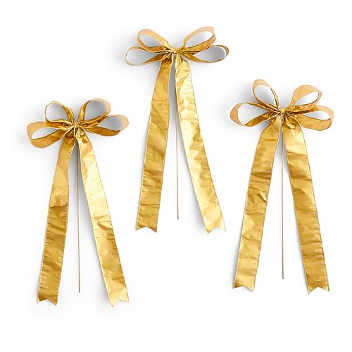 North Pole Trading Co . Gold Ribbon Bow Pick 3-pc. Pick In Yellow