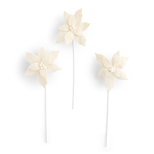 North Pole Trading Co . Poinsettia Pick 3-pc. Pick In White