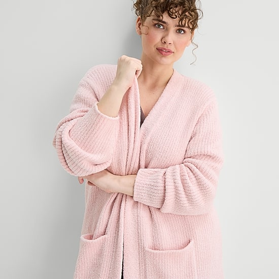 Ambrielle Womens Mid Length Long Sleeve Robe